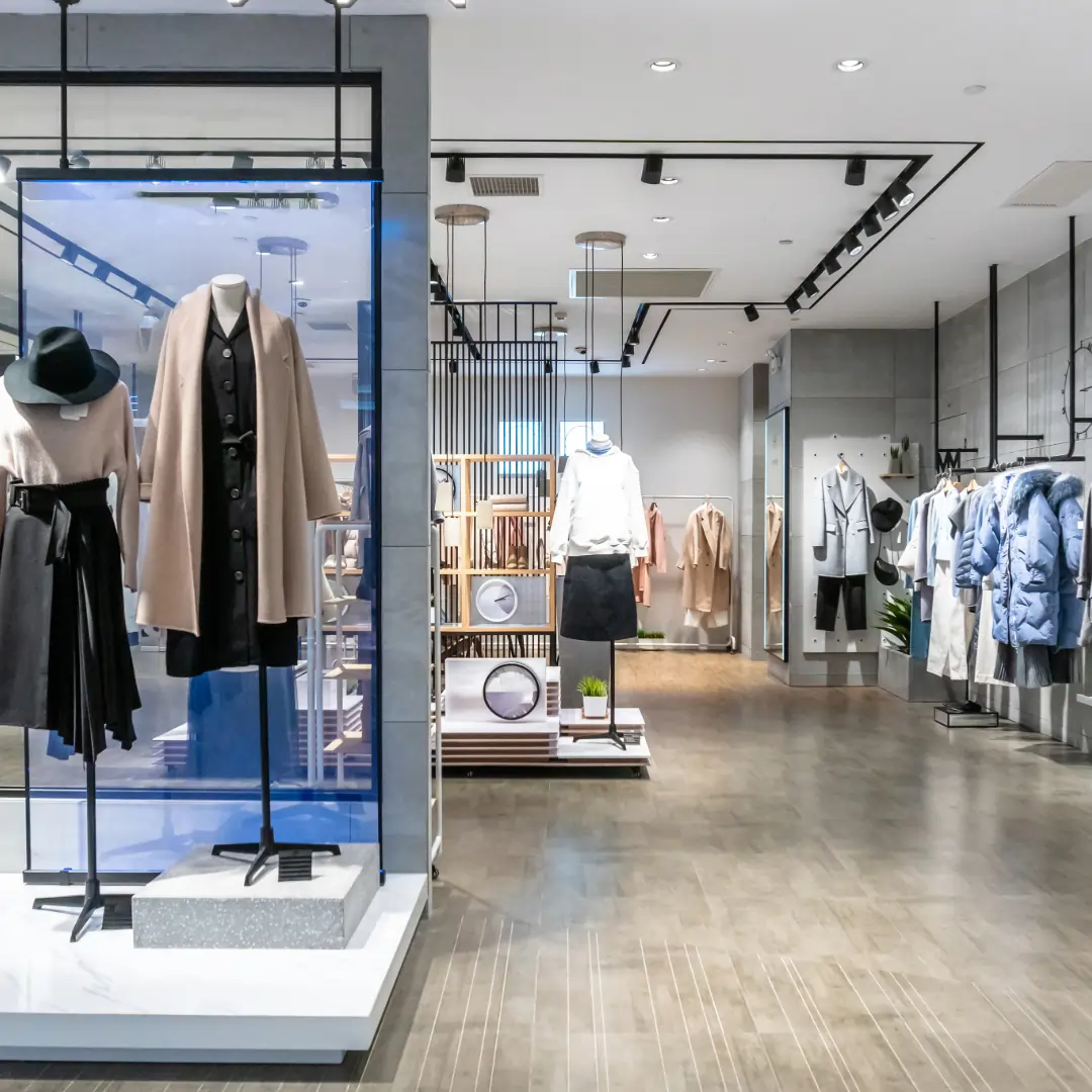 Bright, spotless retail store interior kept clean for shoppers